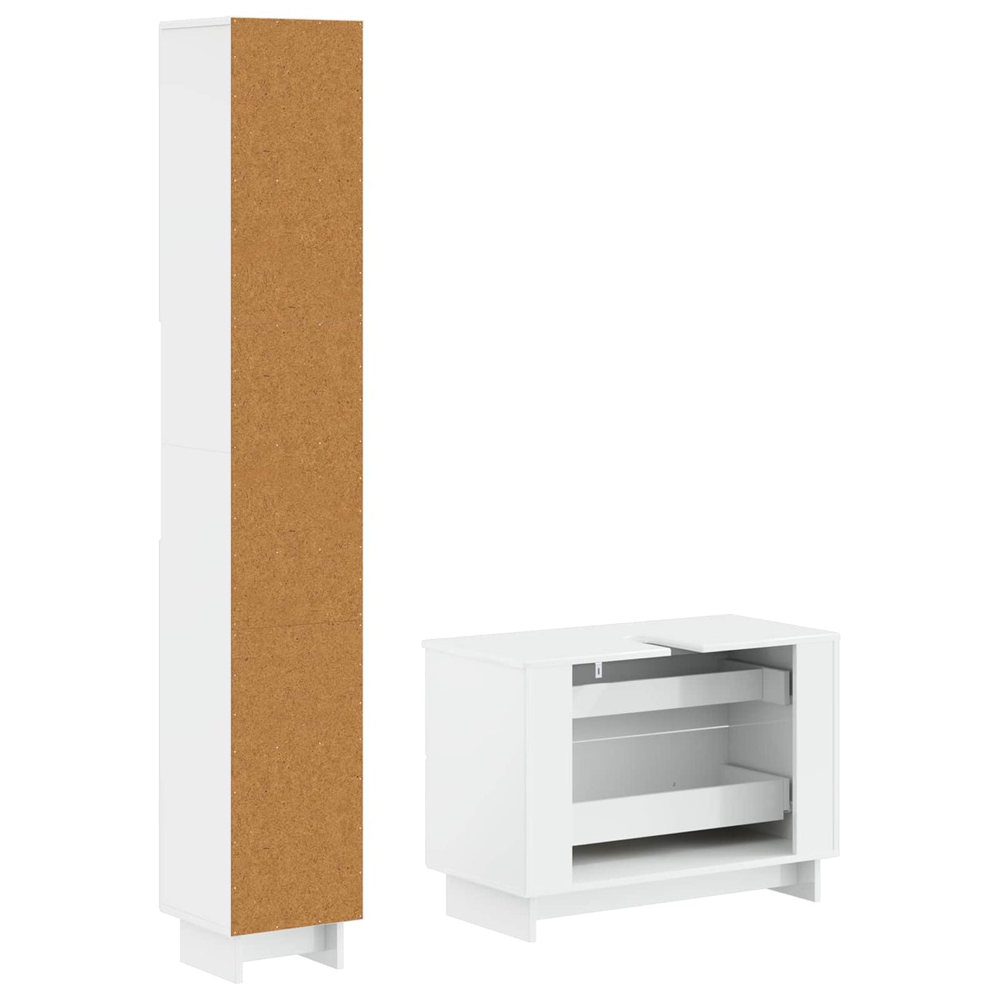2-teiliges Badezimmer Schrank Set EDE Hochglanz Weiß
