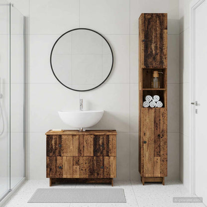 2-teiliges Badezimmer Schrank Set EDE Altholz Holzwerkstoff