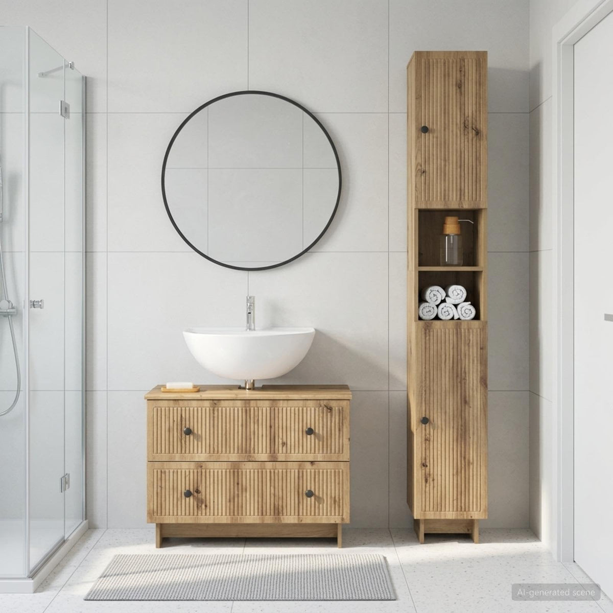 2-teiliges Badezimmer Schrank Set EDE Artisan-Eiche