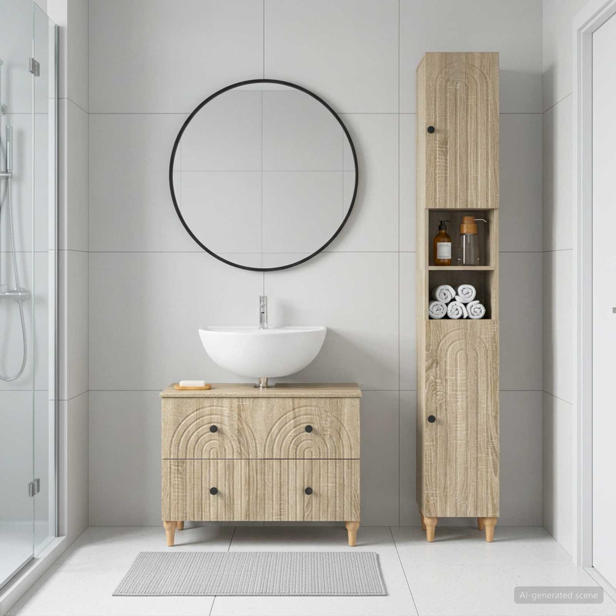 2-teiliges Badezimmer Schrank Set ALKMAAR Sonoma-Eiche