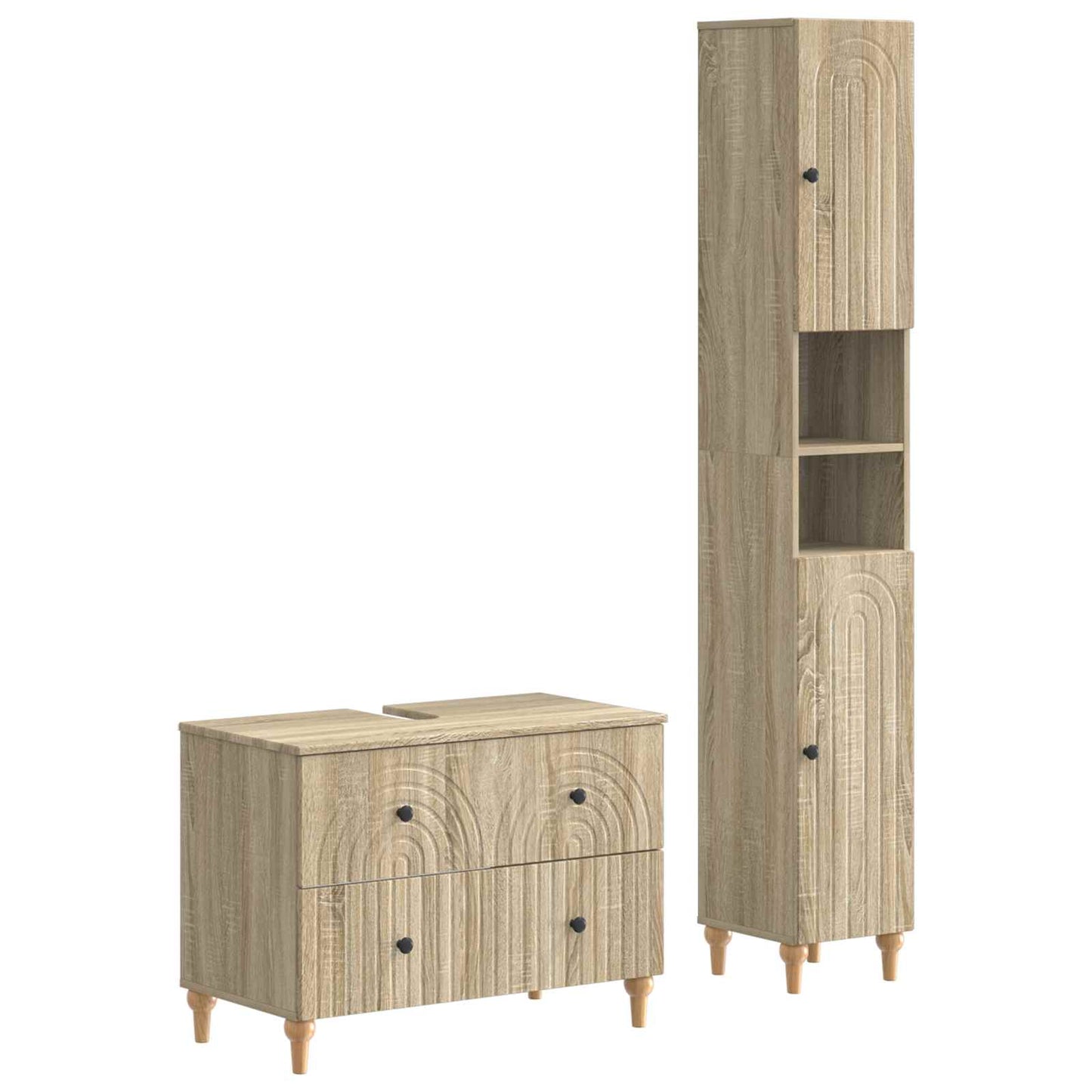 2-teiliges Badezimmer Schrank Set ALKMAAR Sonoma-Eiche