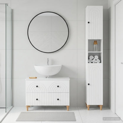 2-teiliges Badezimmer Schrank Set ALKMAAR Hochglanz Weiß