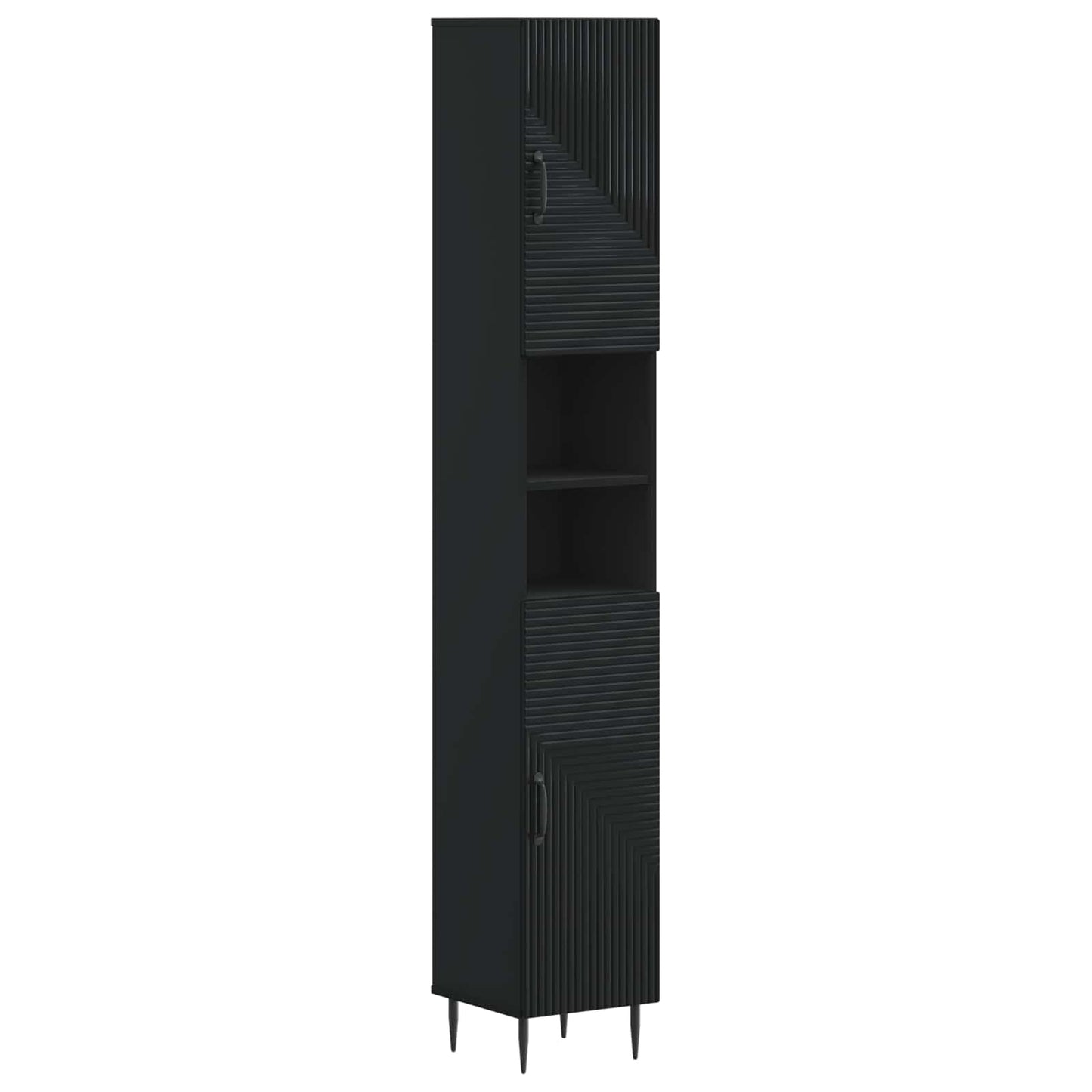 2-teiliges Badezimmer Schrank Set HAARLEM Schwarz Holzwerkstoff