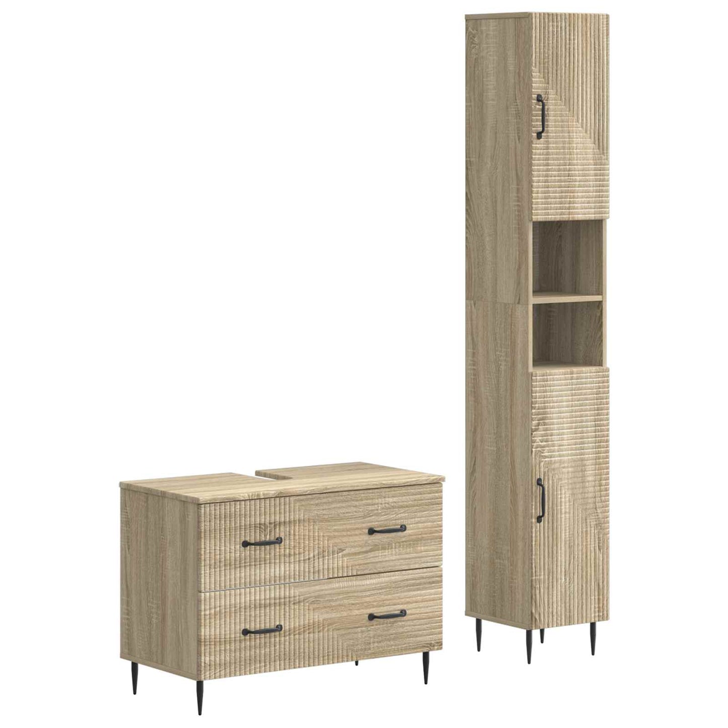 2-teiliges Badezimmer Schrank Set HAARLEM Sonoma-Eiche