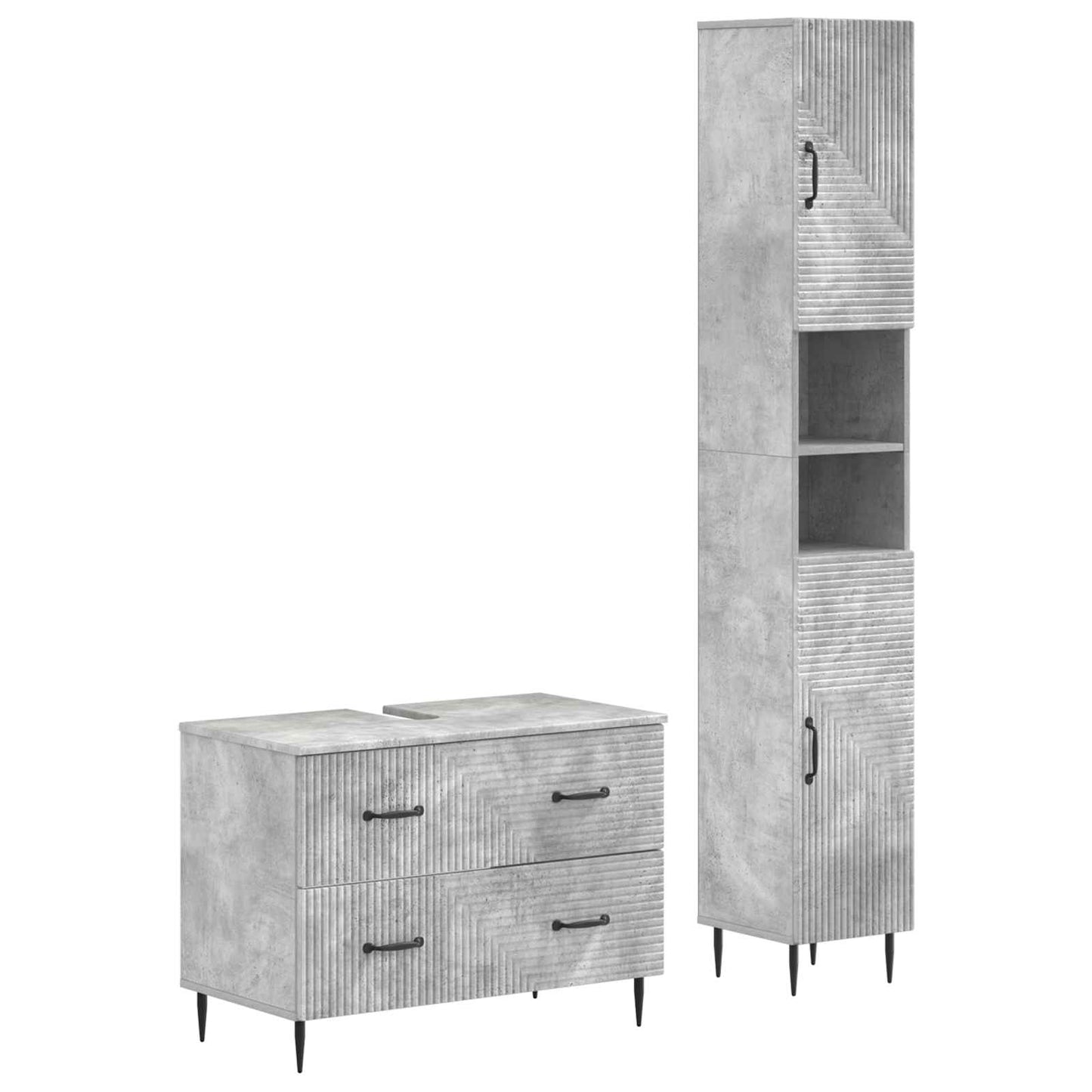 2-teiliges Badezimmer Schrank Set HAARLEM Betongrau