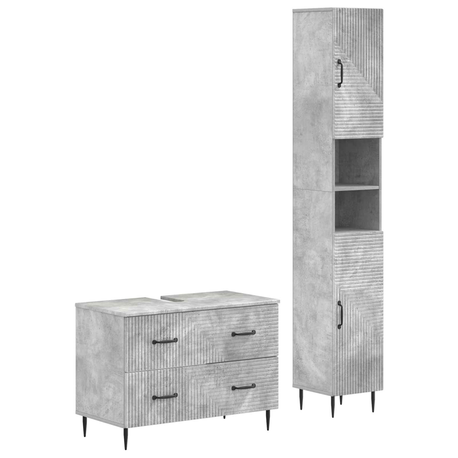 2-teiliges Badezimmer Schrank Set HAARLEM Betongrau
