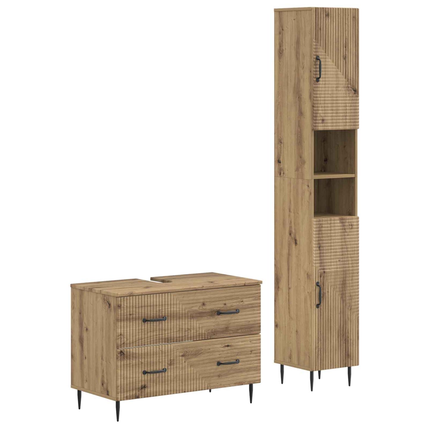 2-teiliges Badezimmer Schrank Set HAARLEM Artisan-Eiche