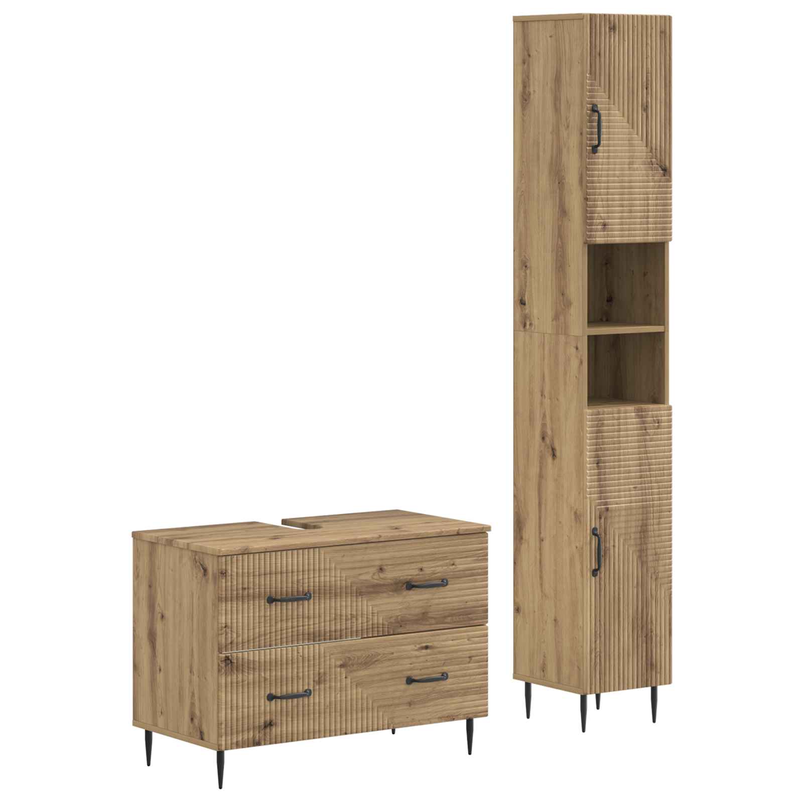 2-teiliges Badezimmer Schrank Set HAARLEM Artisan-Eiche