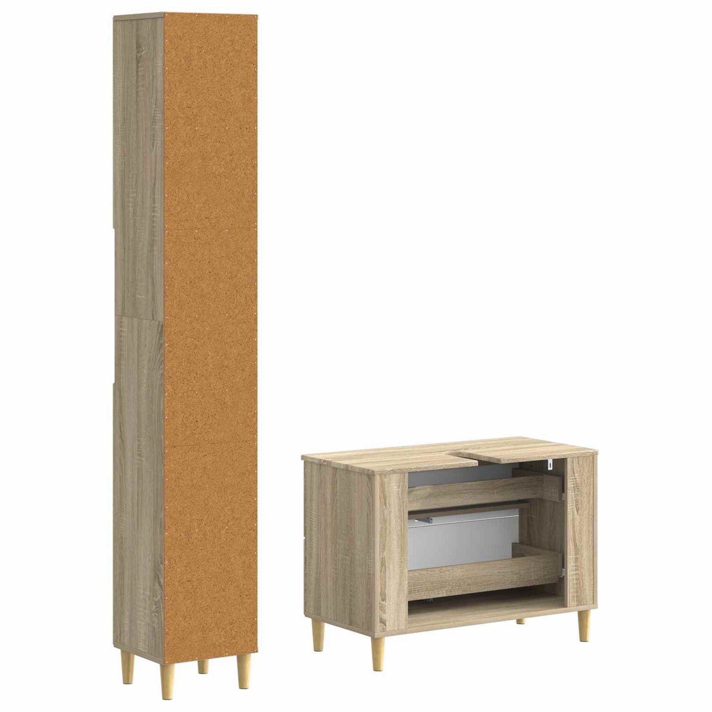2-teiliges Badezimmer Schrank Set DELFT Sonoma-Eiche