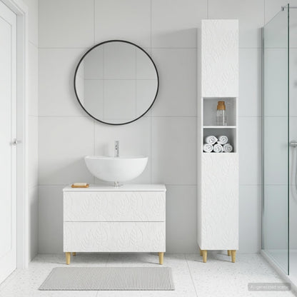 2-teiliges Badezimmer Schrank Set DELFT Hochglanz Weiß