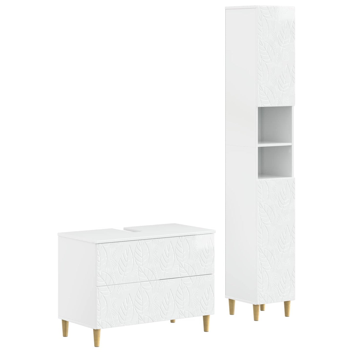 2-teiliges Badezimmer Schrank Set DELFT Hochglanz Weiß