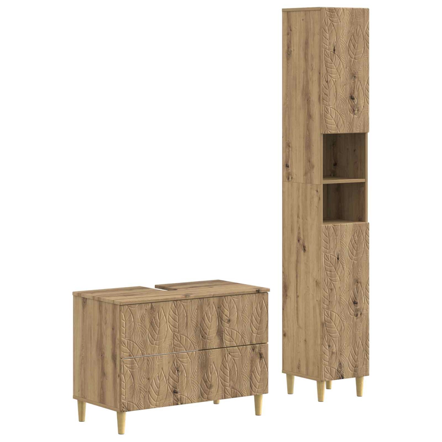 2-teiliges Badezimmer Schrank Set DELFT Artisan-Eiche