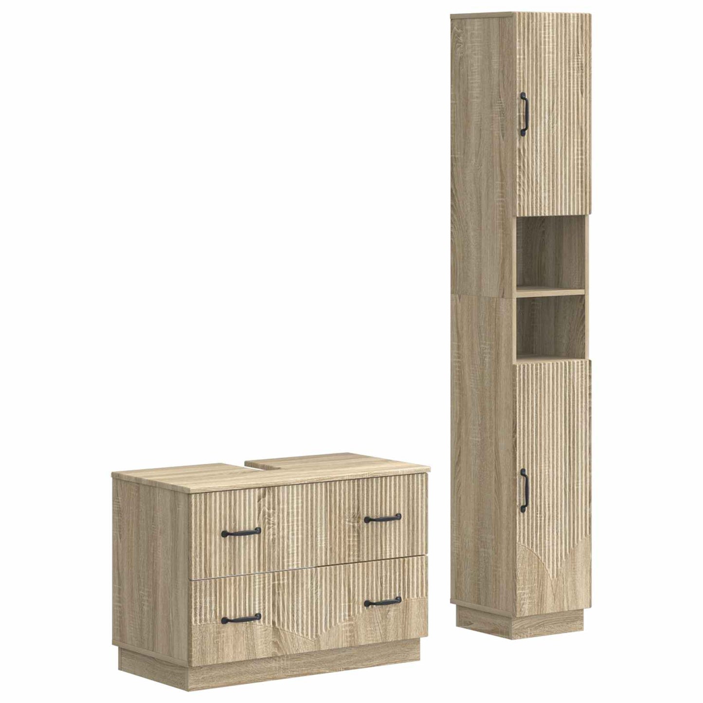 2-teiliges Badezimmer Schrank Set HOORN Sonoma-Eiche