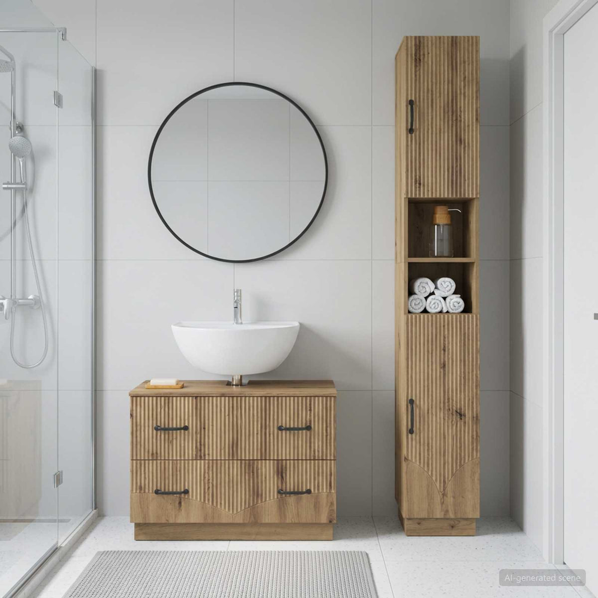 2-teiliges Badezimmer Schrank Set HOORN Artisan-Eiche