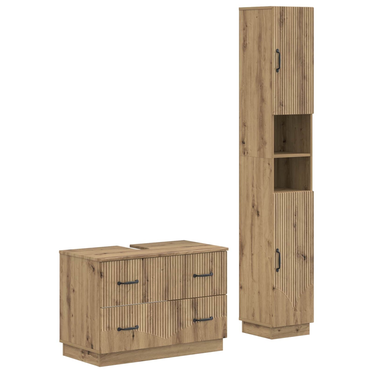 2-teiliges Badezimmer Schrank Set HOORN Artisan-Eiche