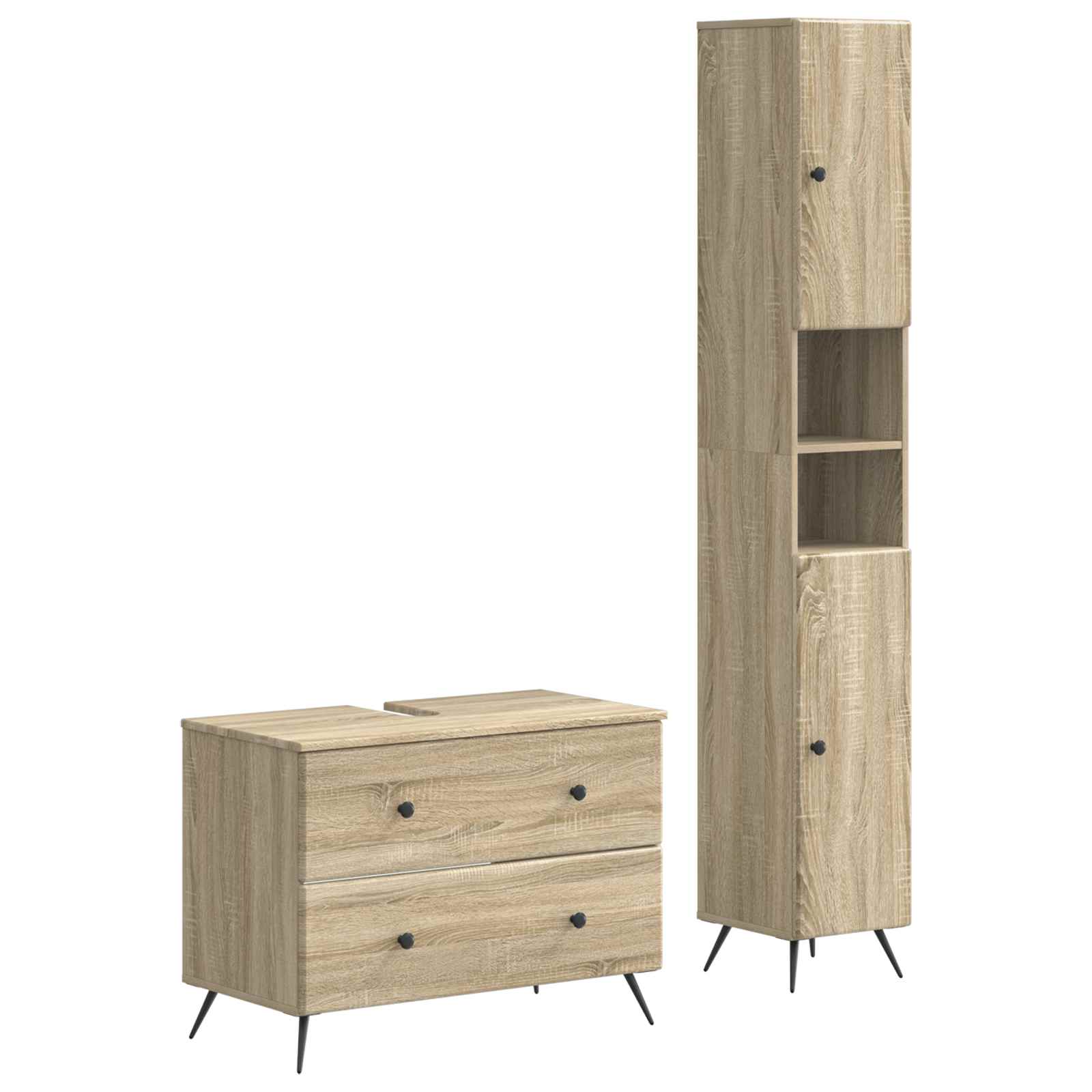 2-teiliges Badezimmer Schrank Set BREDA Sonoma-Eiche