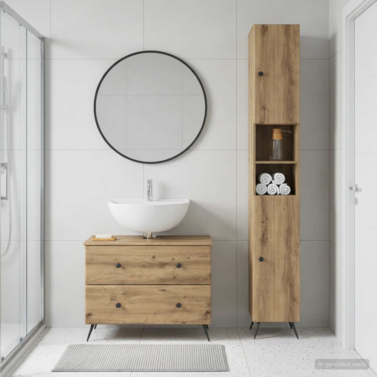 2-teiliges Badezimmer Schrank Set BREDA Artisan-Eiche