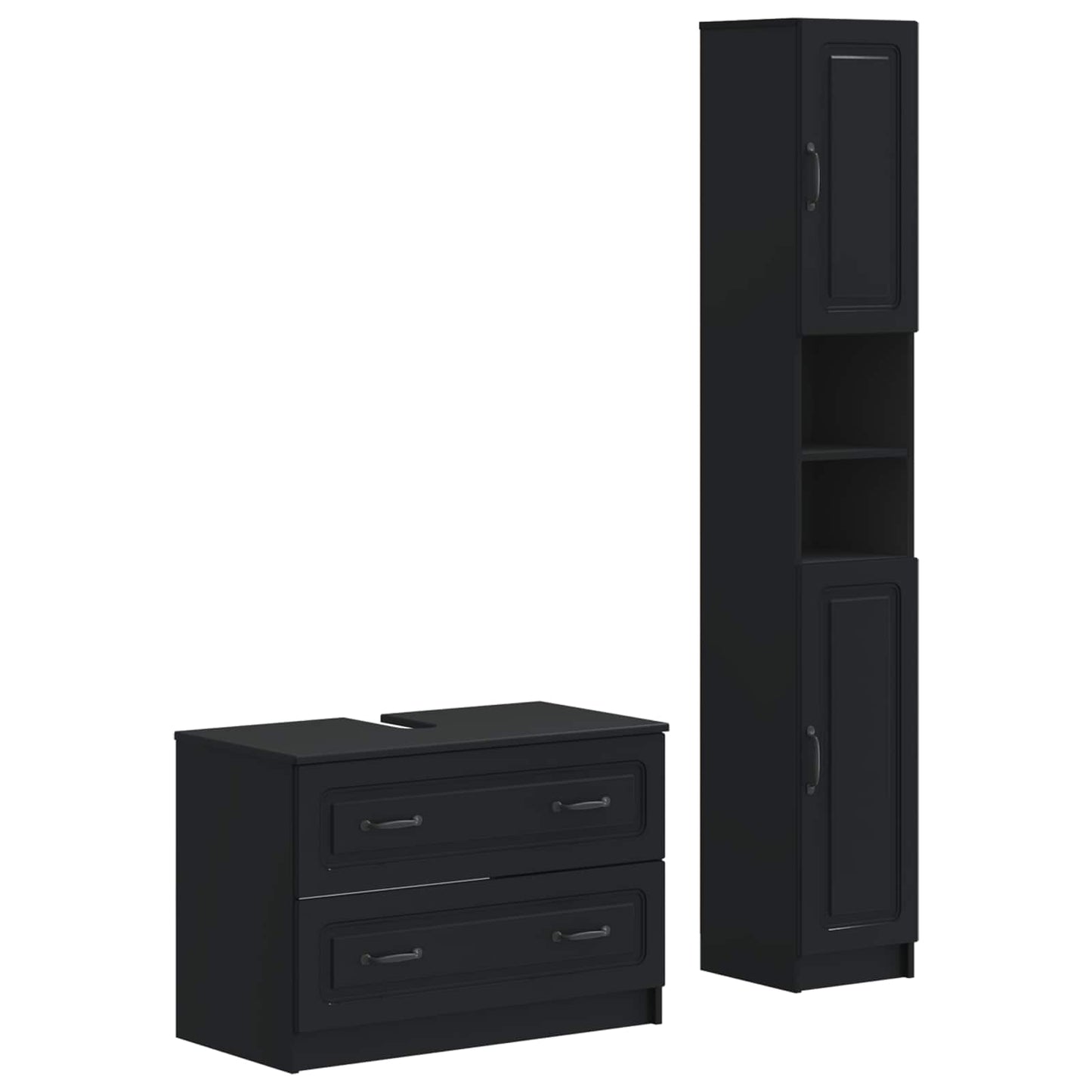 2-teiliges Badezimmer Schrank Set UTRECHT Schwarz Holzwerkstoff