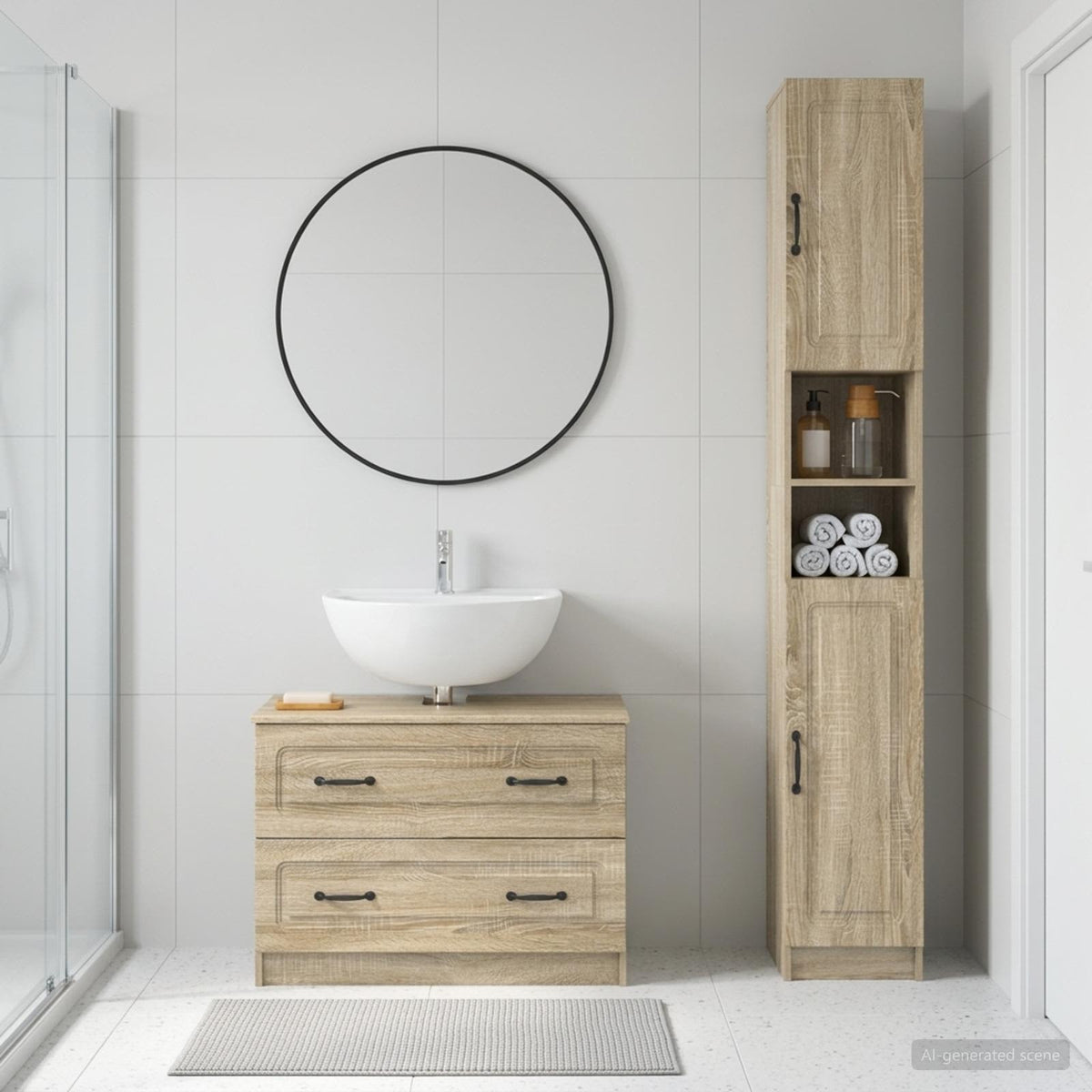 2-teiliges Badezimmer Schrank Set UTRECHT Sonoma-Eiche