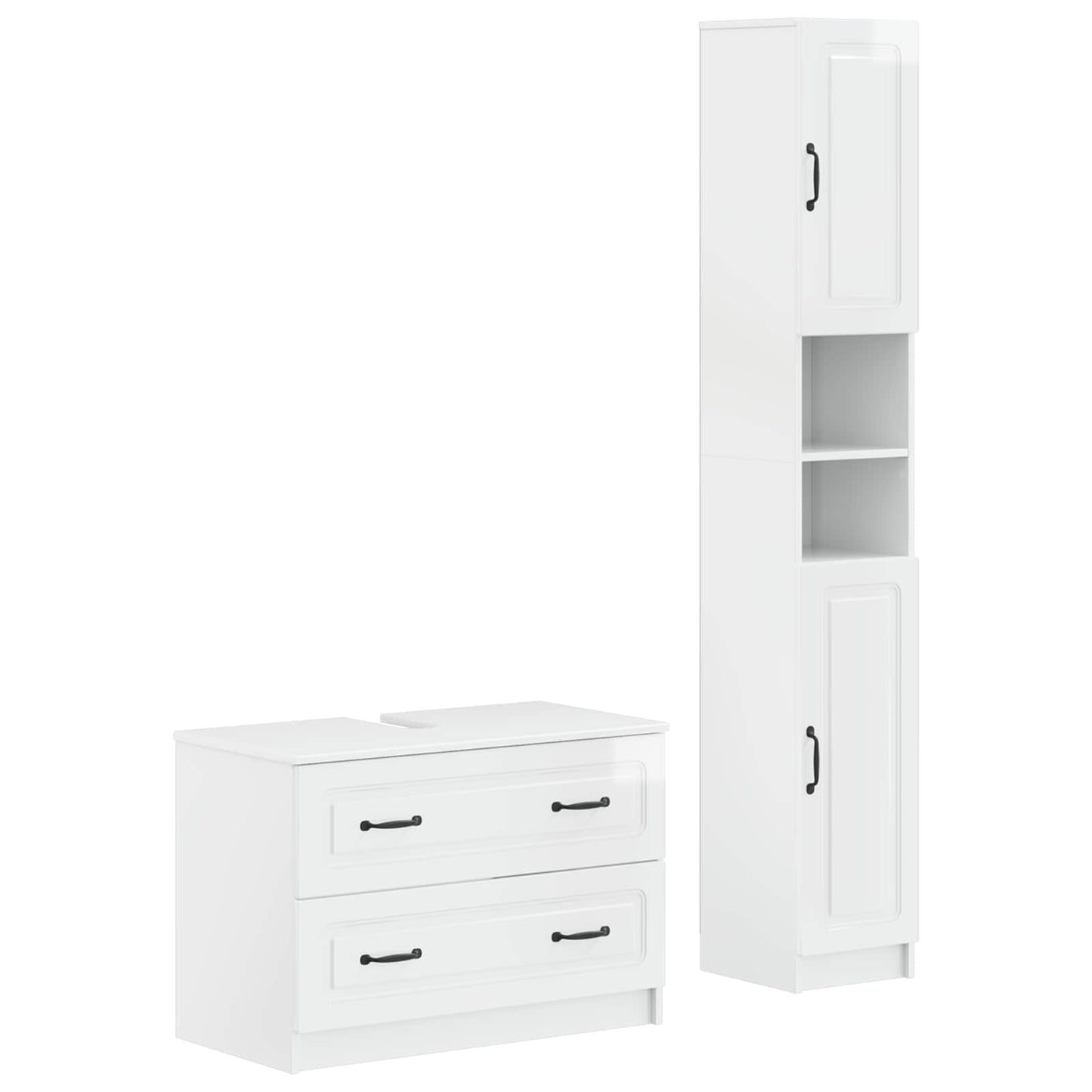 2-teiliges Badezimmer Schrank Set UTRECHT Hochglanz Weiß
