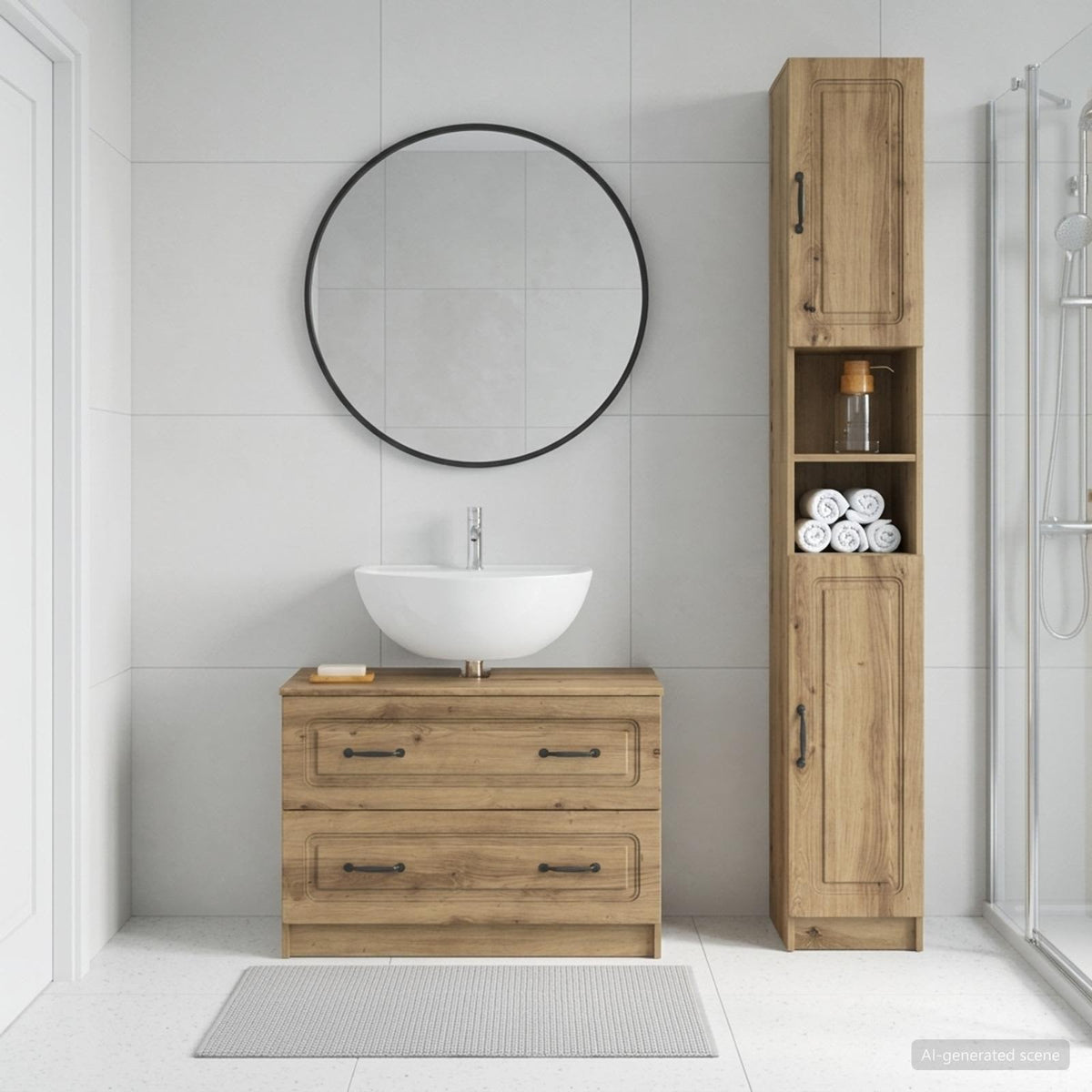 2-teiliges Badezimmer Schrank Set UTRECHT Artisan-Eiche