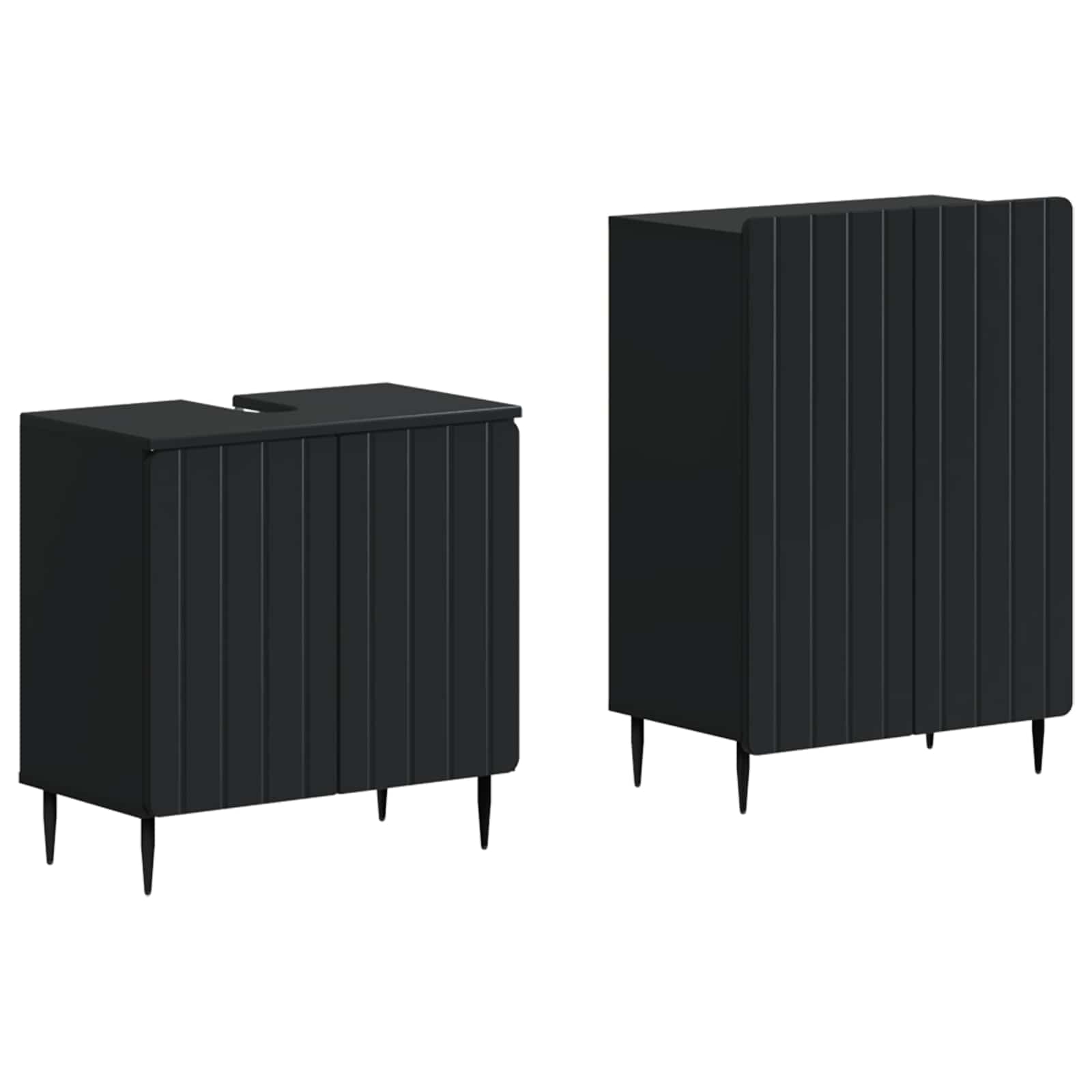 2-teiliges Badezimmer Schrank Set ZWOLLE Schwarz Holzwerkstoff
