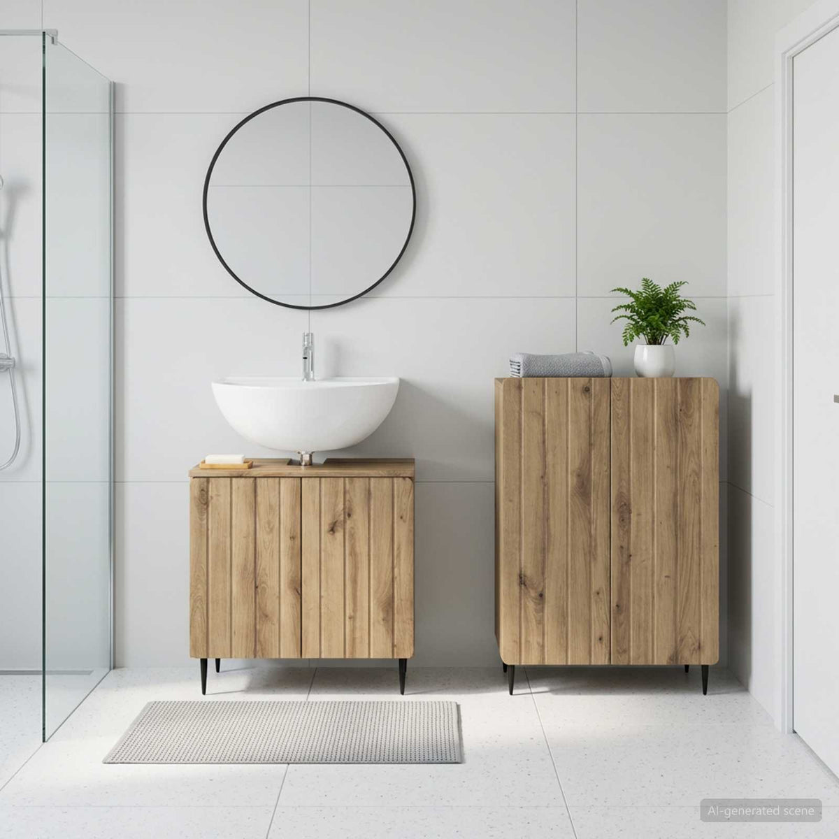 2-teiliges Badezimmer Schrank Set ZWOLLE Artisan-Eiche