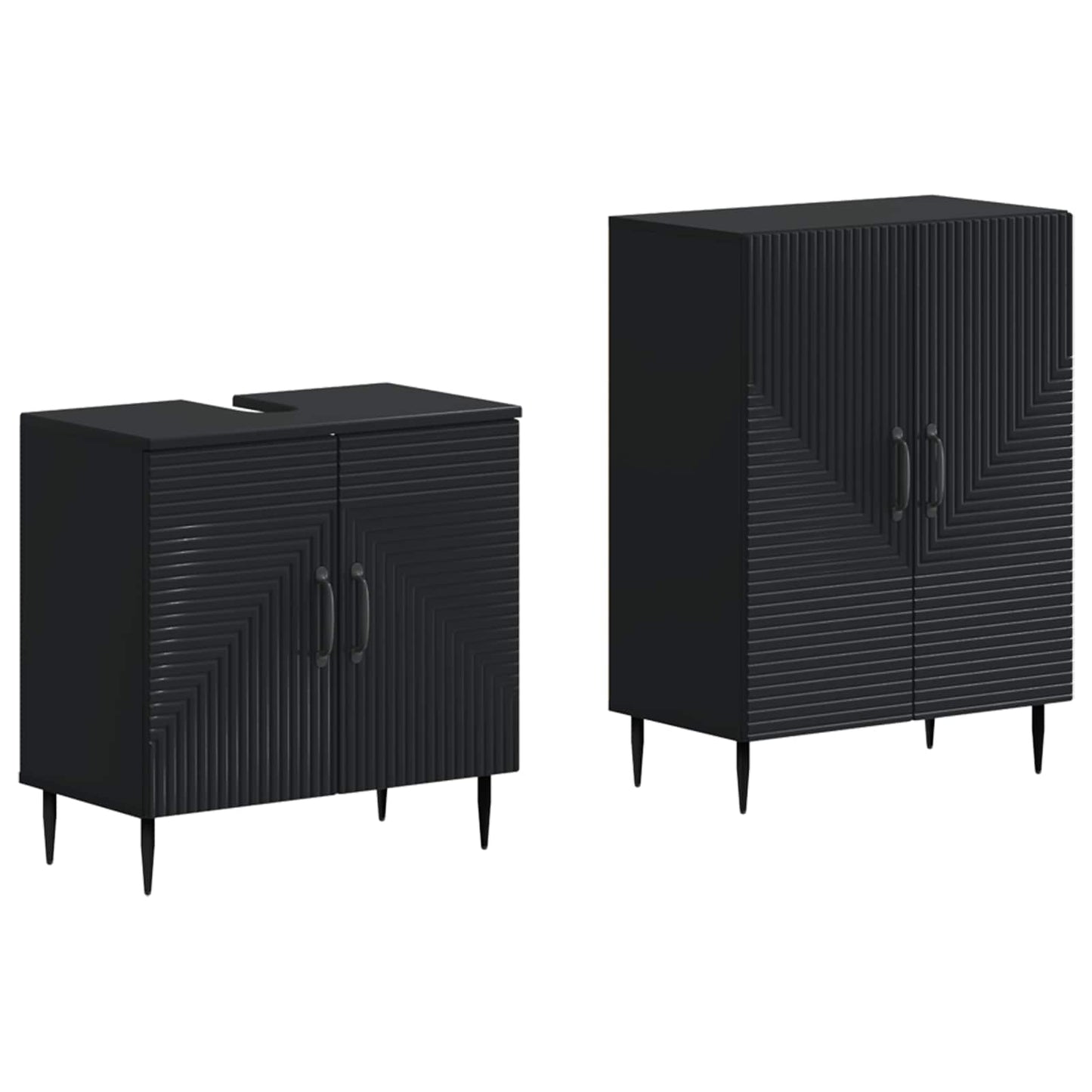 2-teiliges Badezimmer Schrank Set HAARLEM Schwarz Holzwerkstoff