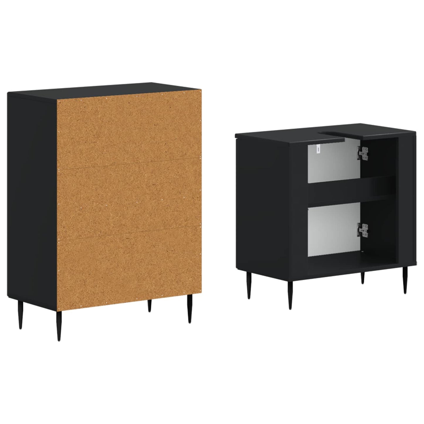 2-teiliges Badezimmer Schrank Set HAARLEM Schwarz Holzwerkstoff