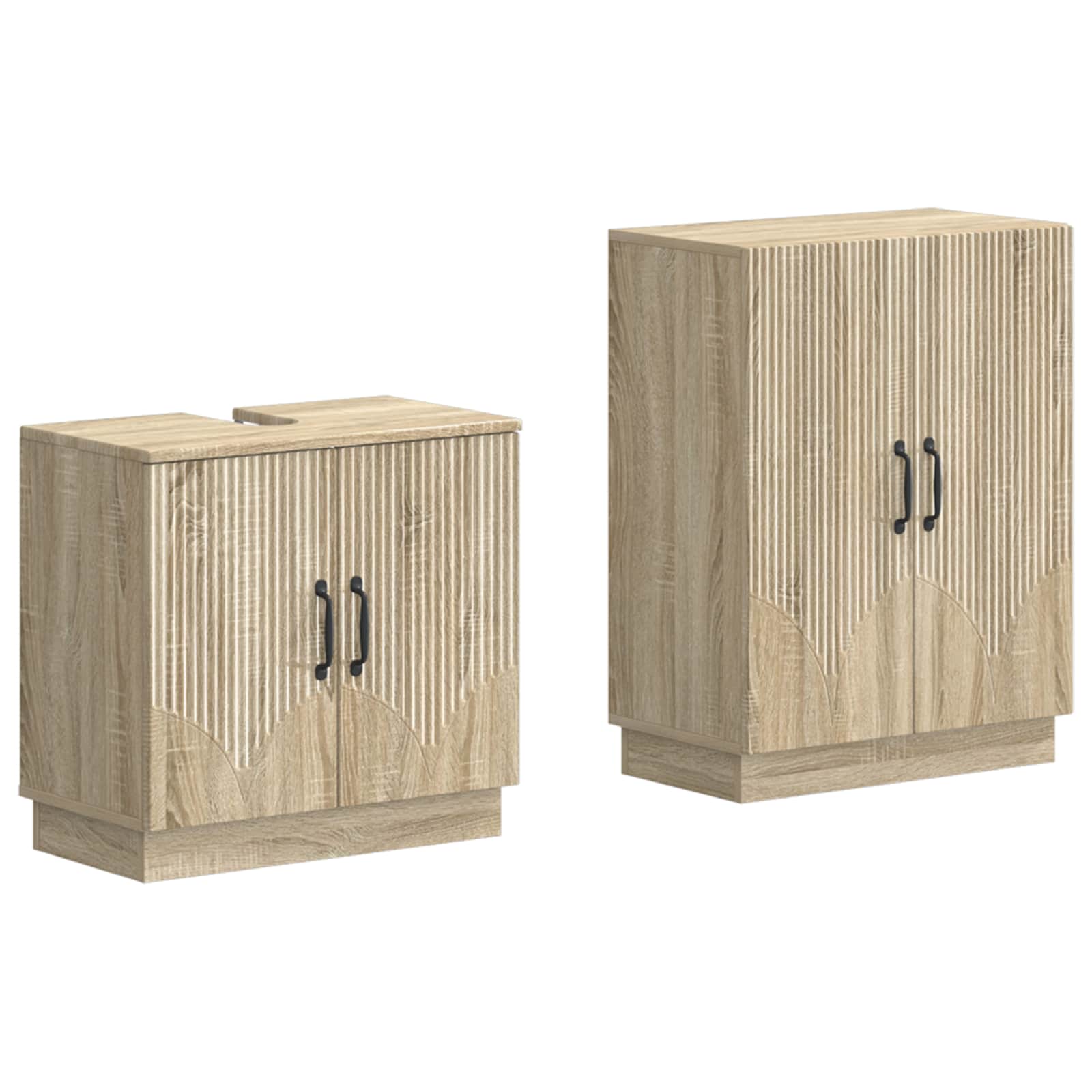 2-teiliges Badezimmer Schrank Set HOORN Sonoma-Eiche