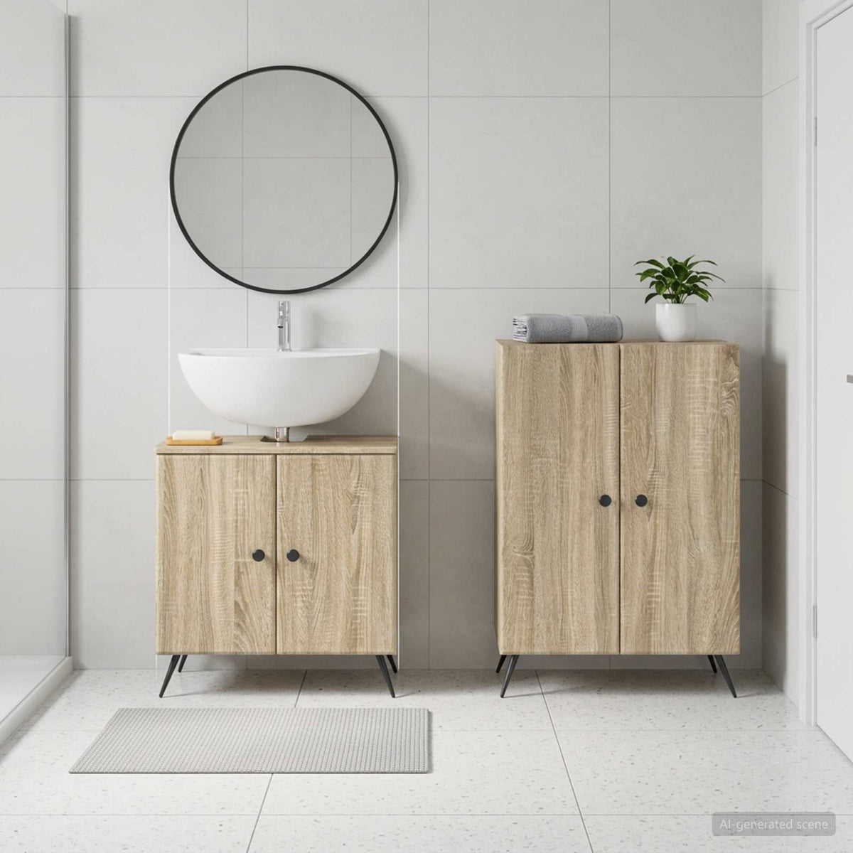 2-teiliges Badezimmer Schrank Set BREDA Sonoma-Eiche