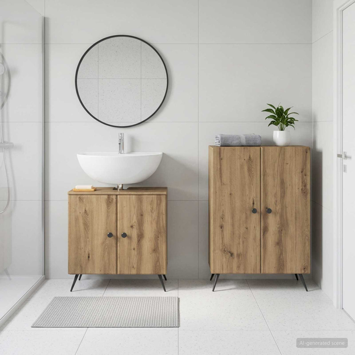 2-teiliges Badezimmer Schrank Set BREDA Artisan-Eiche