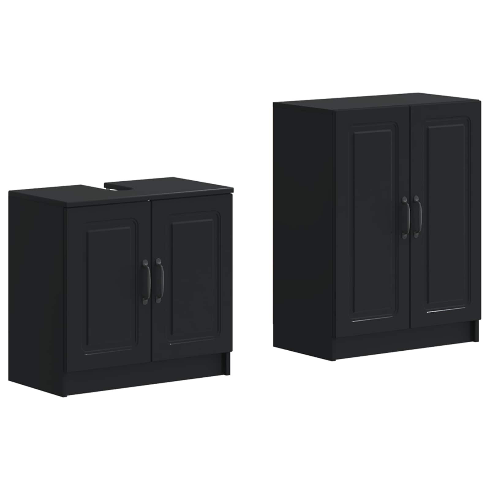 2-teiliges Badezimmer Schrank Set UTRECHT Schwarz Holzwerkstoff