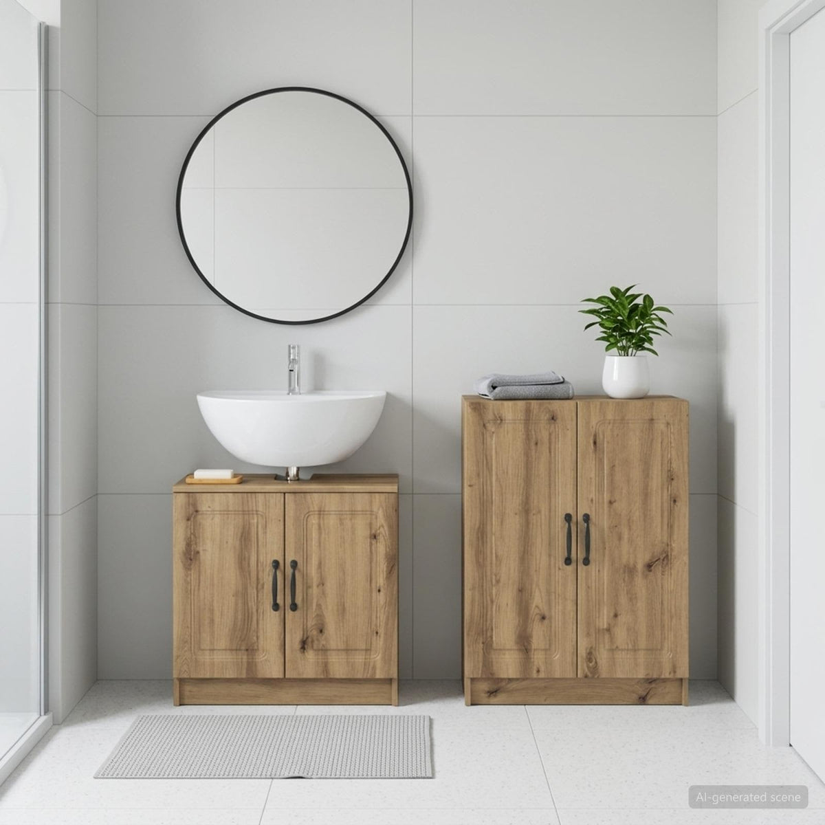 2-teiliges Badezimmer Schrank Set UTRECHT Artisan-Eiche
