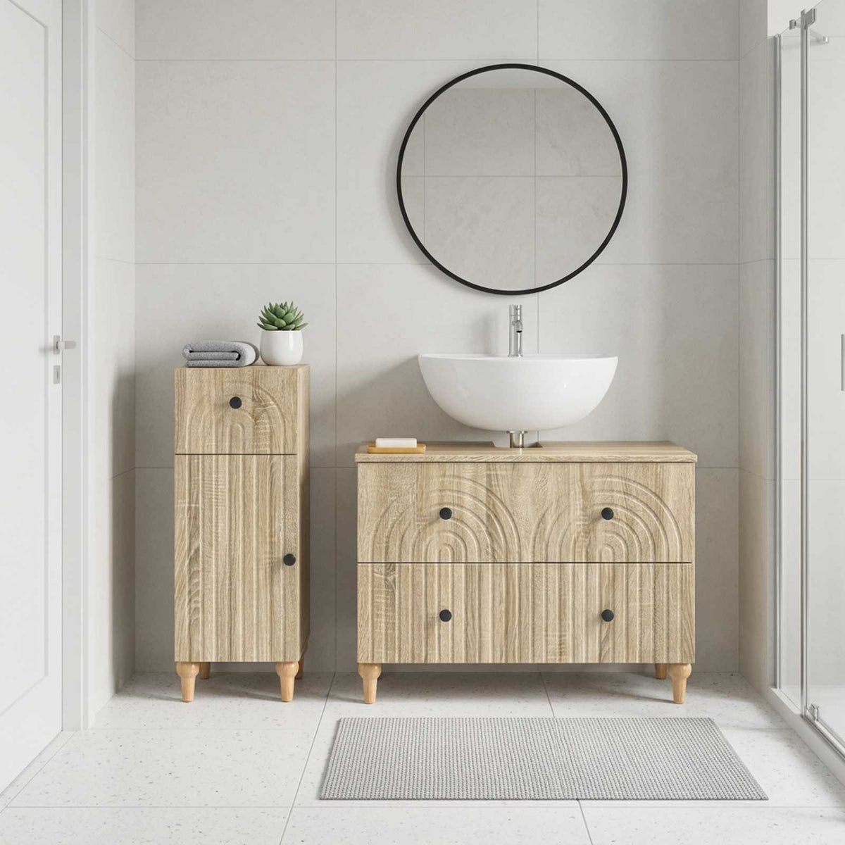 2-teiliges Badezimmer Schrank Set ALKMAAR Sonoma-Eiche