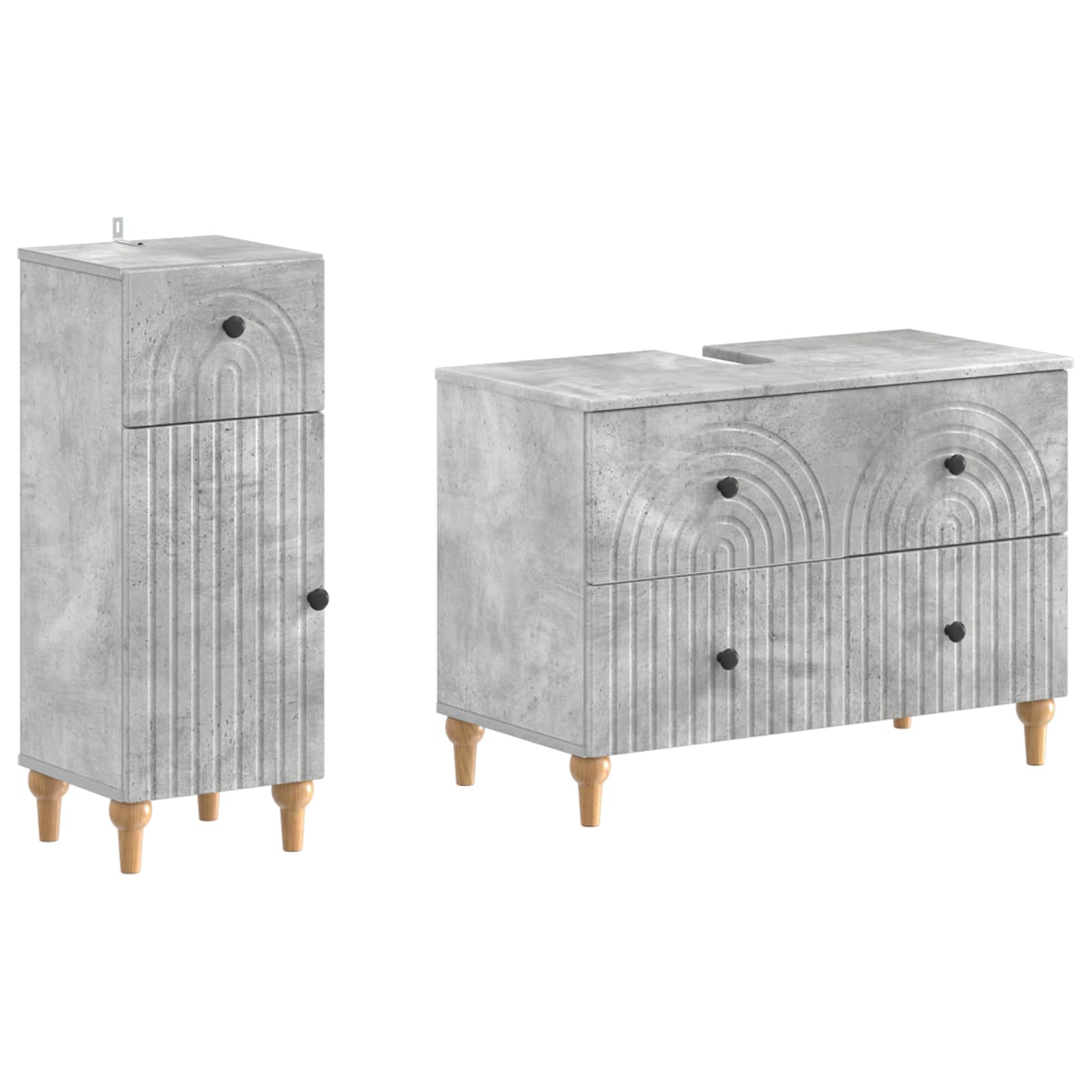 2-teiliges Badezimmer Schrank Set ALKMAAR Betongrau