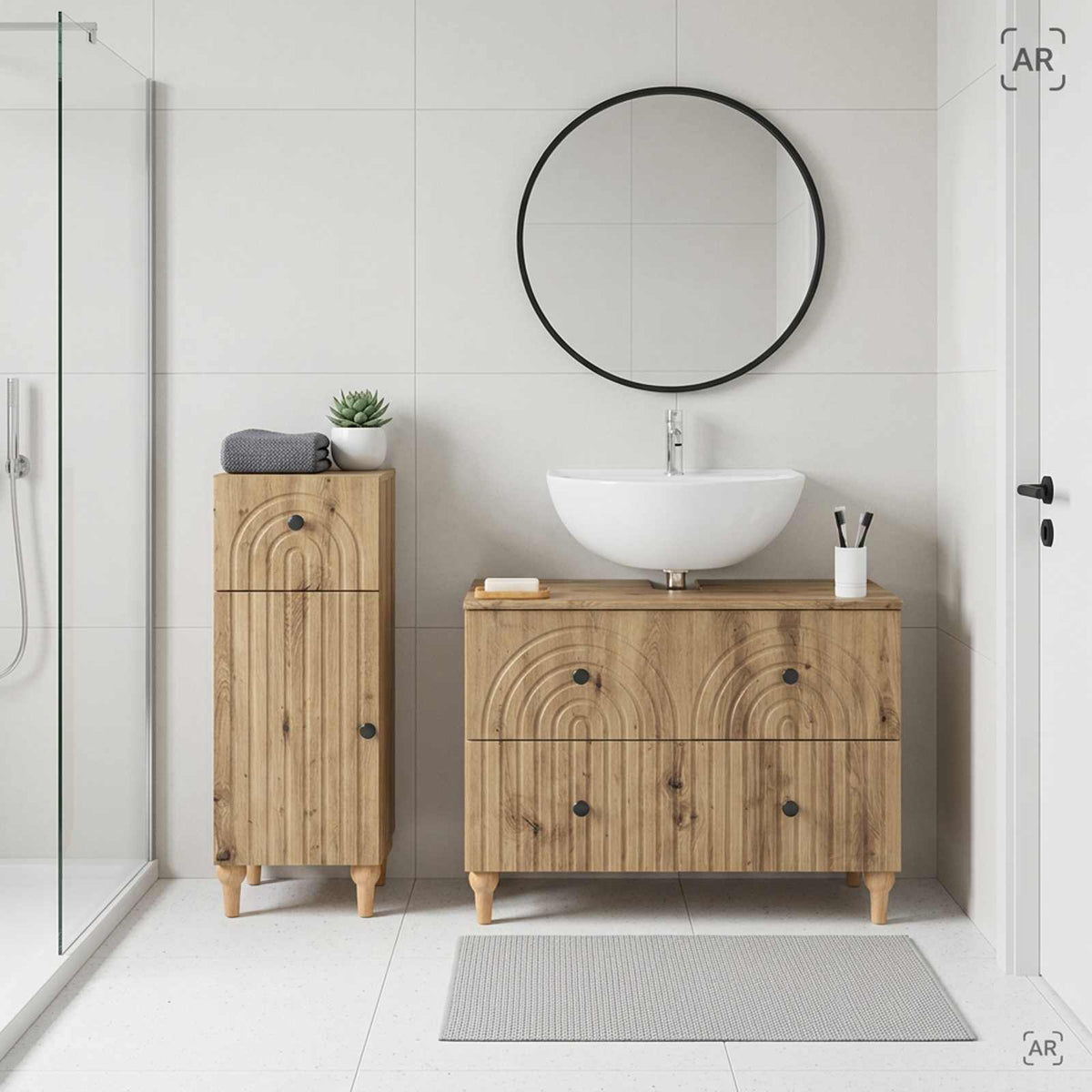2-teiliges Badezimmer Schrank Set ALKMAAR Artisan-Eiche