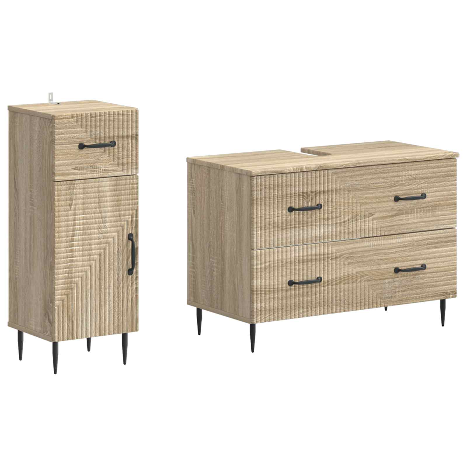 2-teiliges Badezimmer Schrank Set HAARLEM Sonoma-Eiche