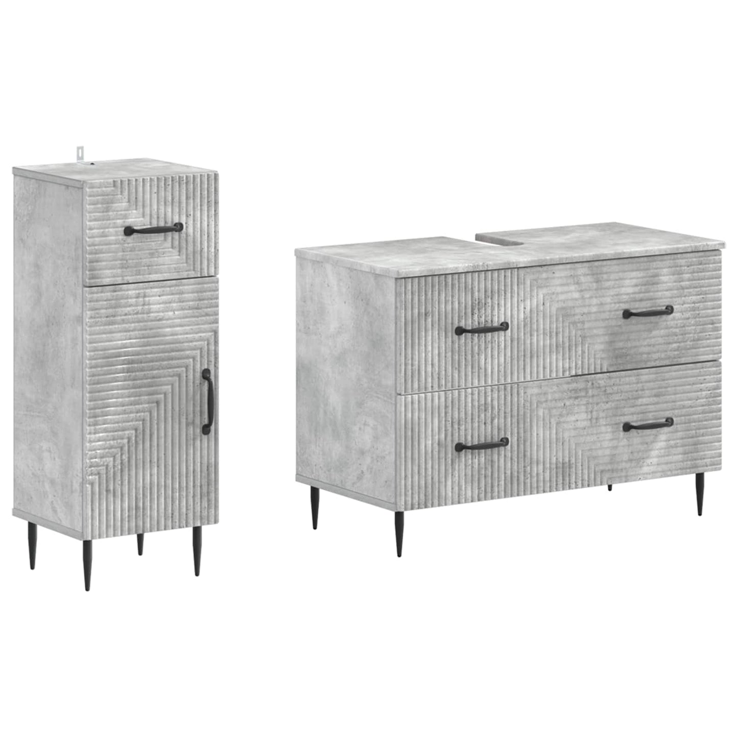 2-teiliges Badezimmer Schrank Set HAARLEM Betongrau