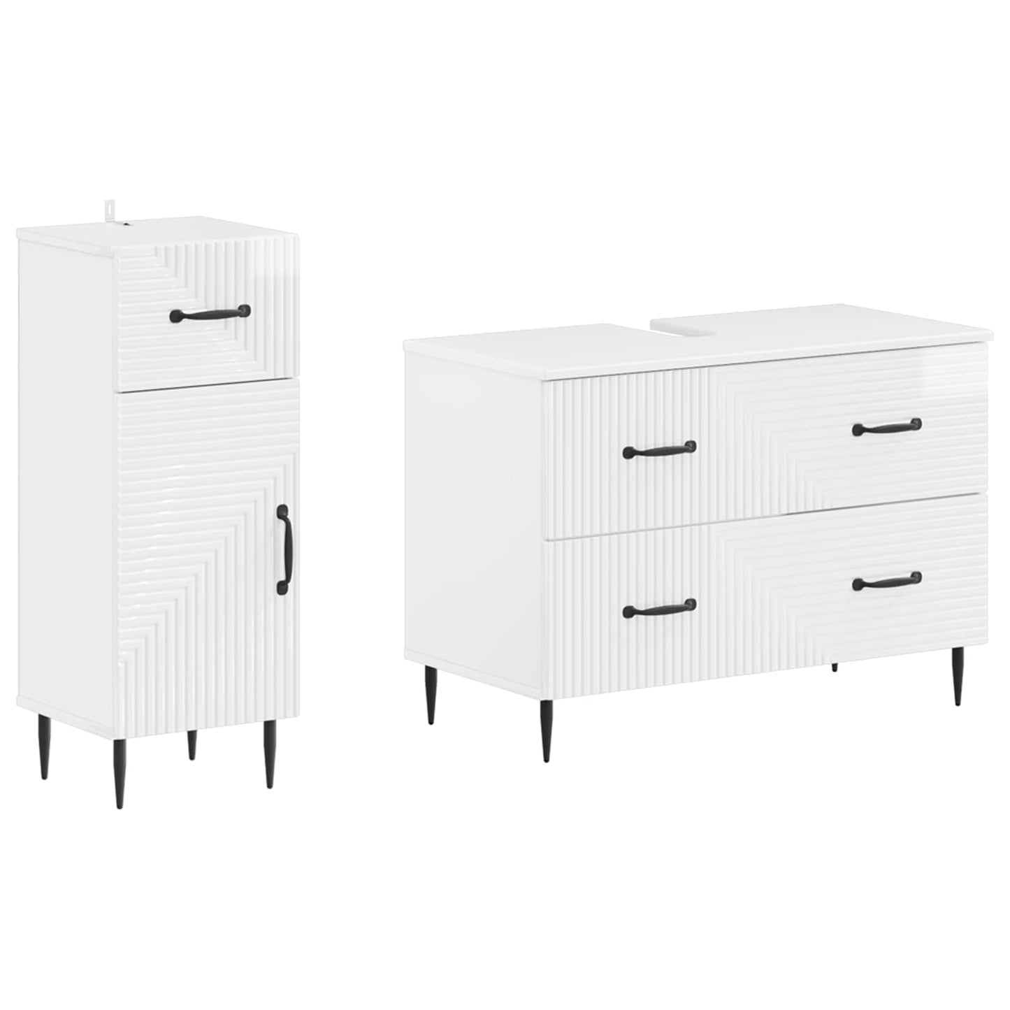 2-teiliges Badezimmer Schrank Set HAARLEM Hochglanz Weiß