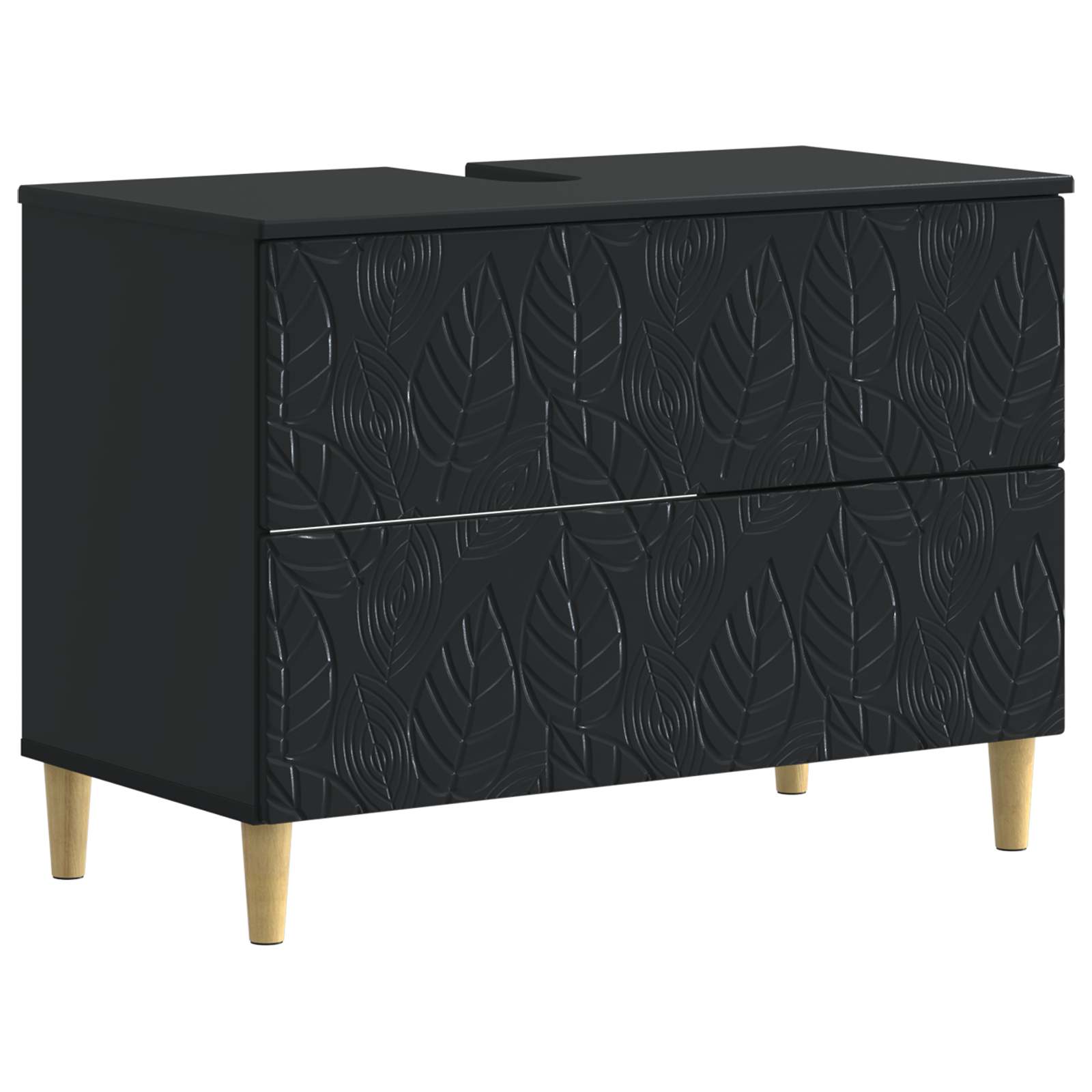 2-teiliges Badezimmer Schrank Set DELFT Schwarz Holzwerkstoff