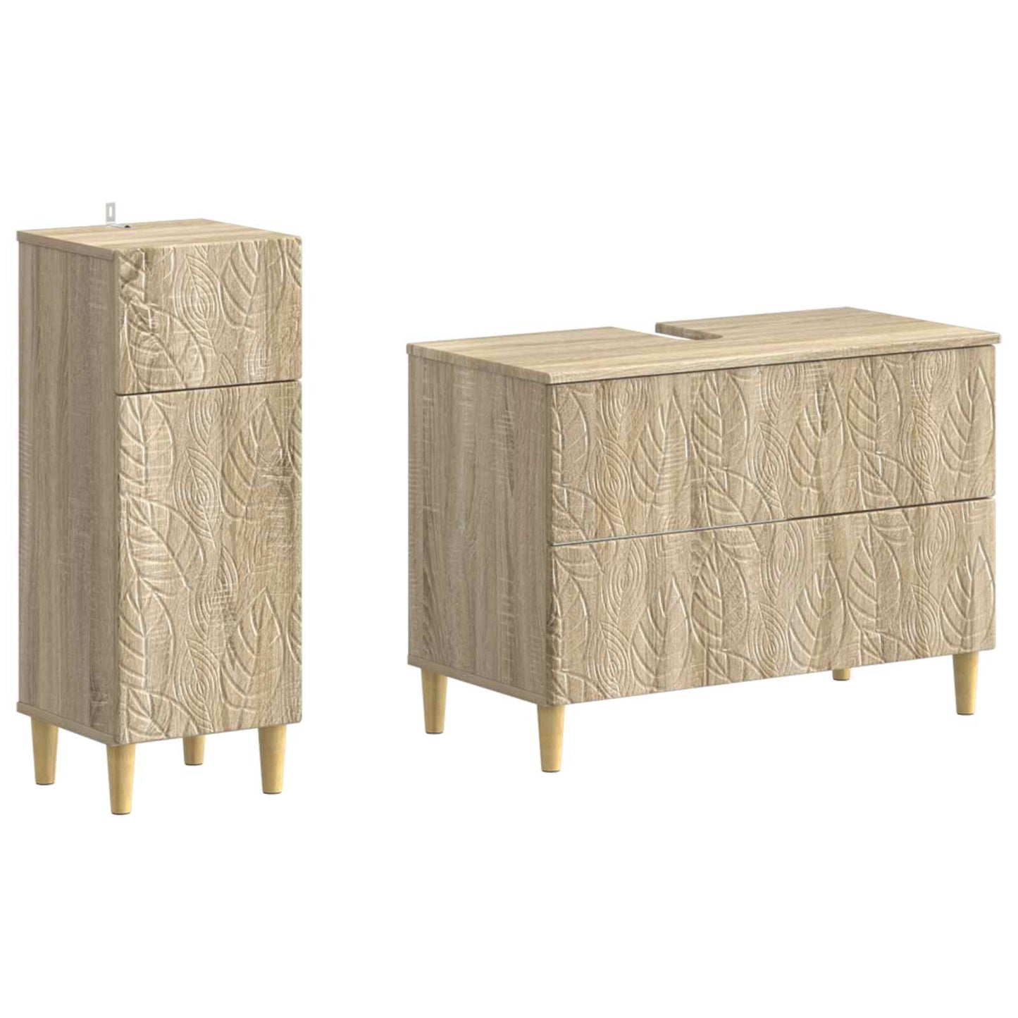 2-teiliges Badezimmer Schrank Set DELFT Sonoma-Eiche