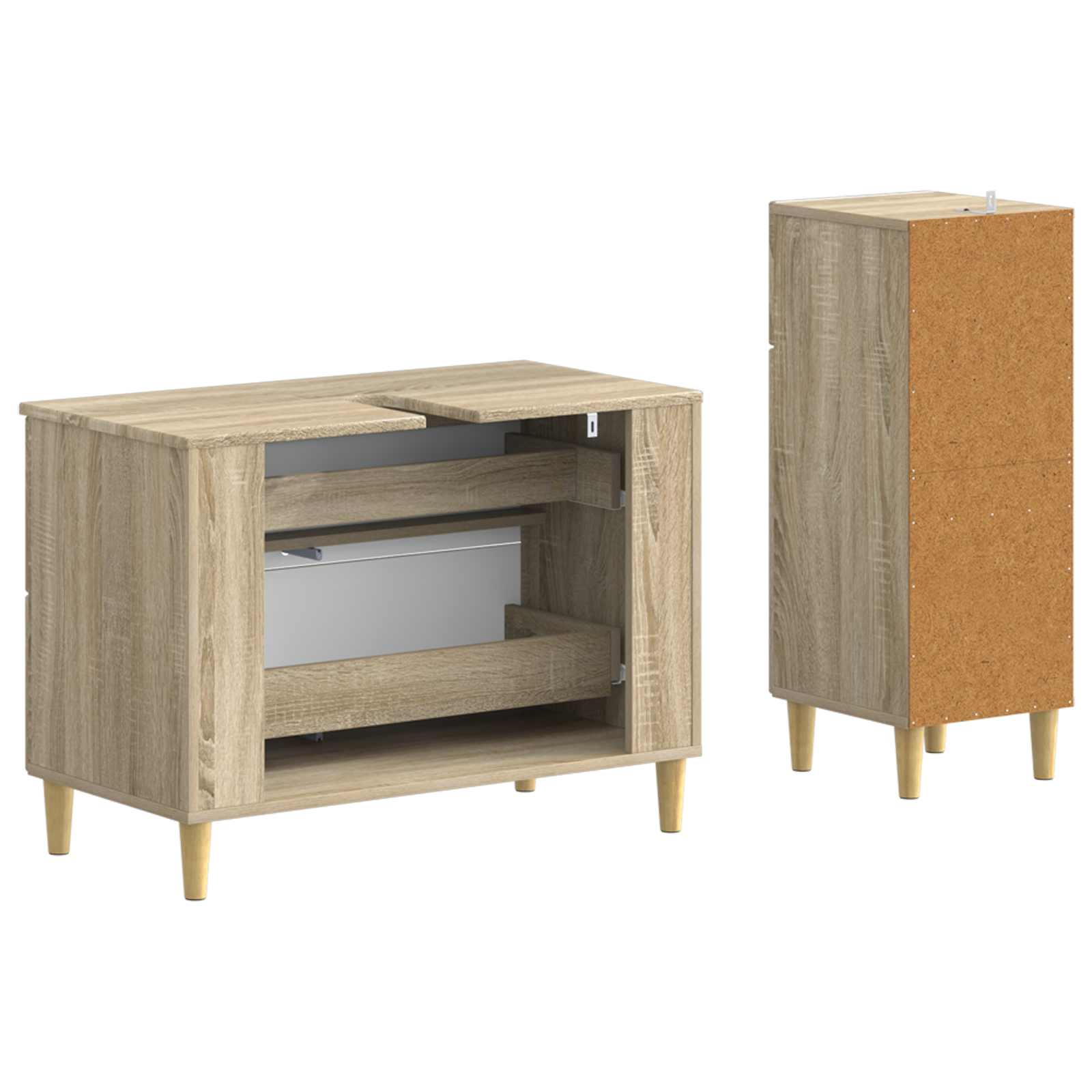 2-teiliges Badezimmer Schrank Set DELFT Sonoma-Eiche