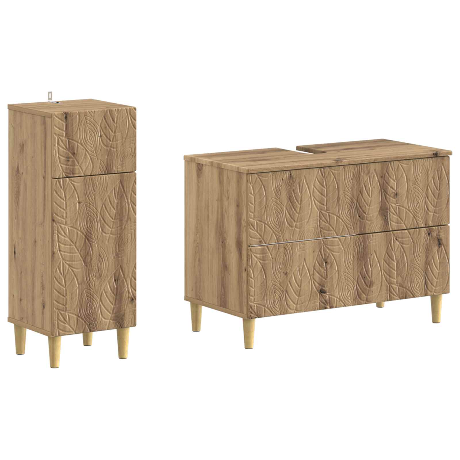 2-teiliges Badezimmer Schrank Set DELFT Artisan-Eiche