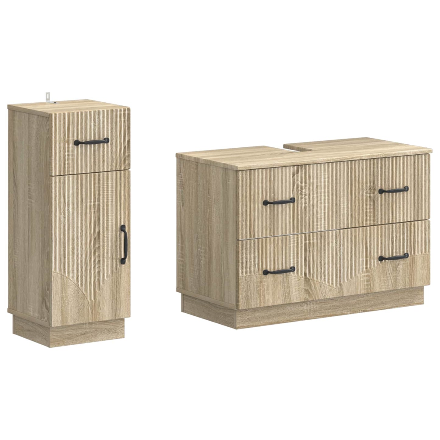 2-teiliges Badezimmer Schrank Set HOORN Sonoma-Eiche