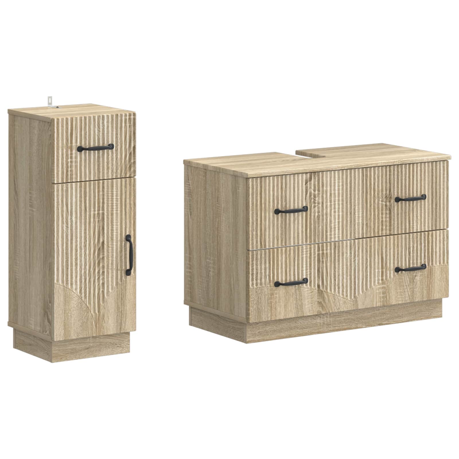 2-teiliges Badezimmer Schrank Set HOORN Sonoma-Eiche