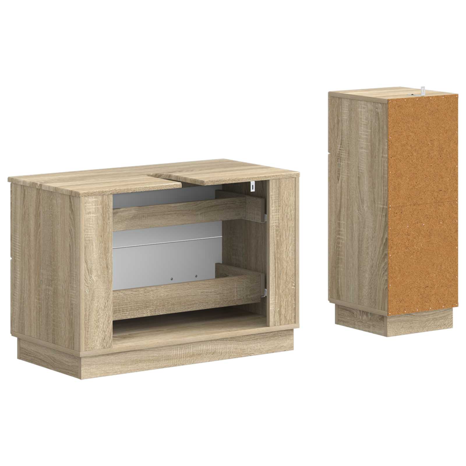 2-teiliges Badezimmer Schrank Set HOORN Sonoma-Eiche