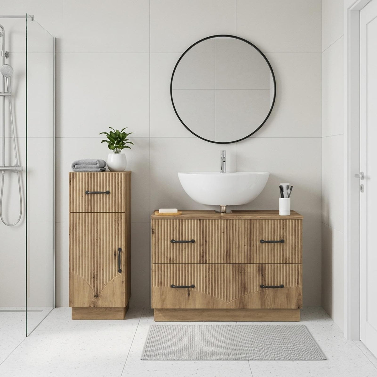 2-teiliges Badezimmer Schrank Set HOORN Artisan-Eiche