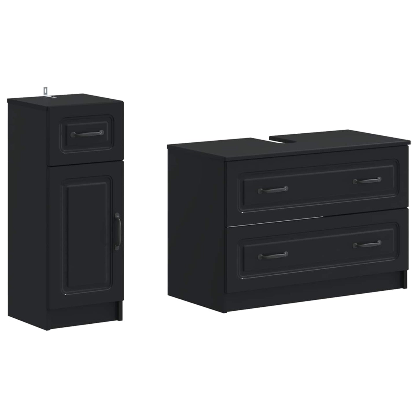 2-teiliges Badezimmer Schrank Set UTRECHT Schwarz Holzwerkstoff