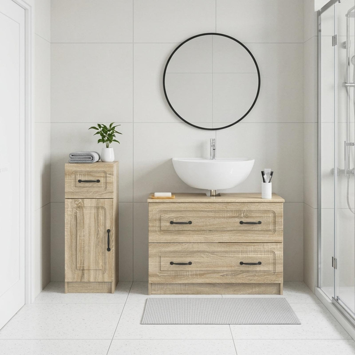 2-teiliges Badezimmer Schrank Set UTRECHT Sonoma-Eiche